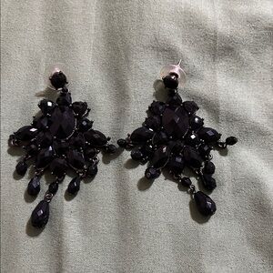 Black Crystal Drop Earrings